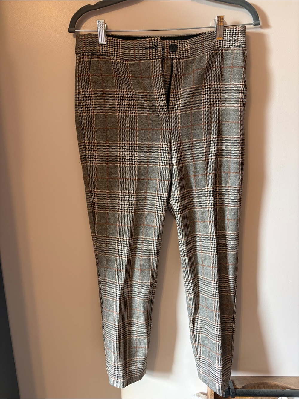 Express Ankle High Rise Plaid Pants